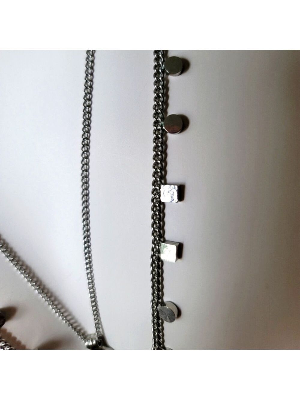 Fashion Aztec Design Double Chain Silver Pendant Necklace 30" - Picture 6 of 10